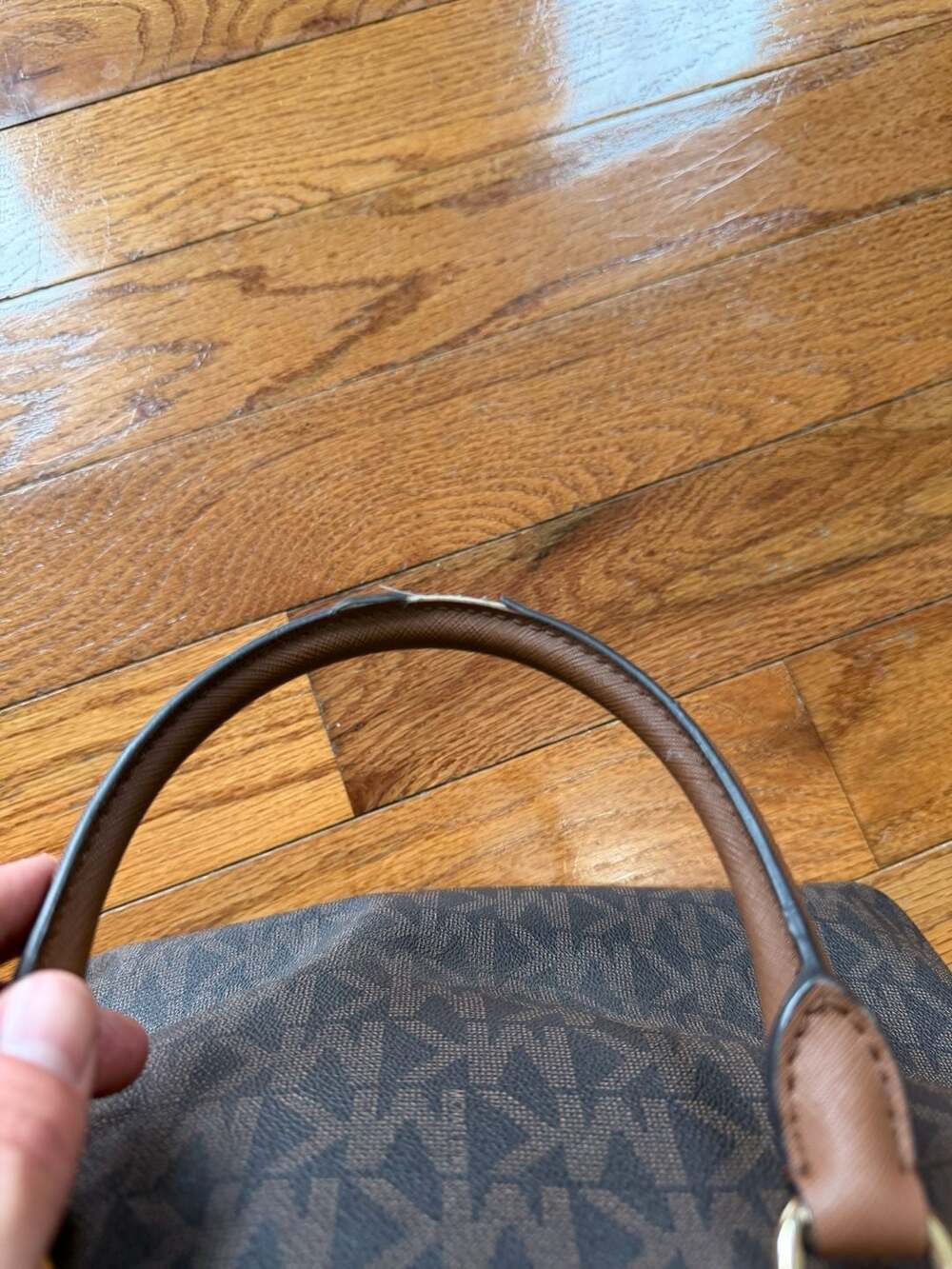 Michael Kors MK Signature Brown Large Dome Satchel Handbag Purse Bag - Picture 3 of 7
